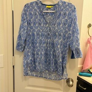 Roberta Roller Rabbit Lightweight Blue Paisley Women's Tunic Top